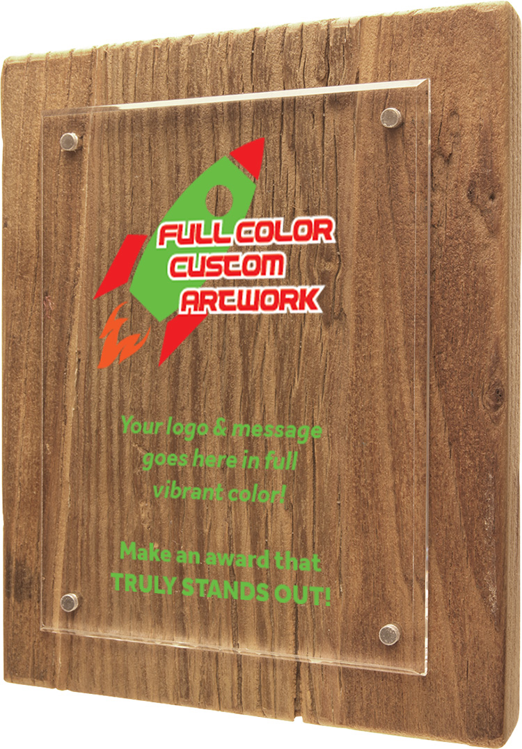 Full Color Reclaimed Wood Floating Acrylic Plaque- 8x10