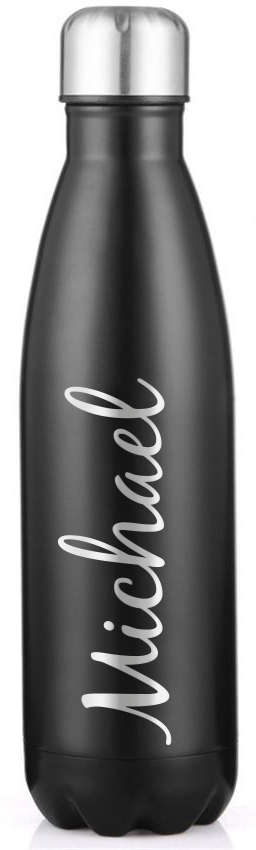 Metal - water bottle, engraved black