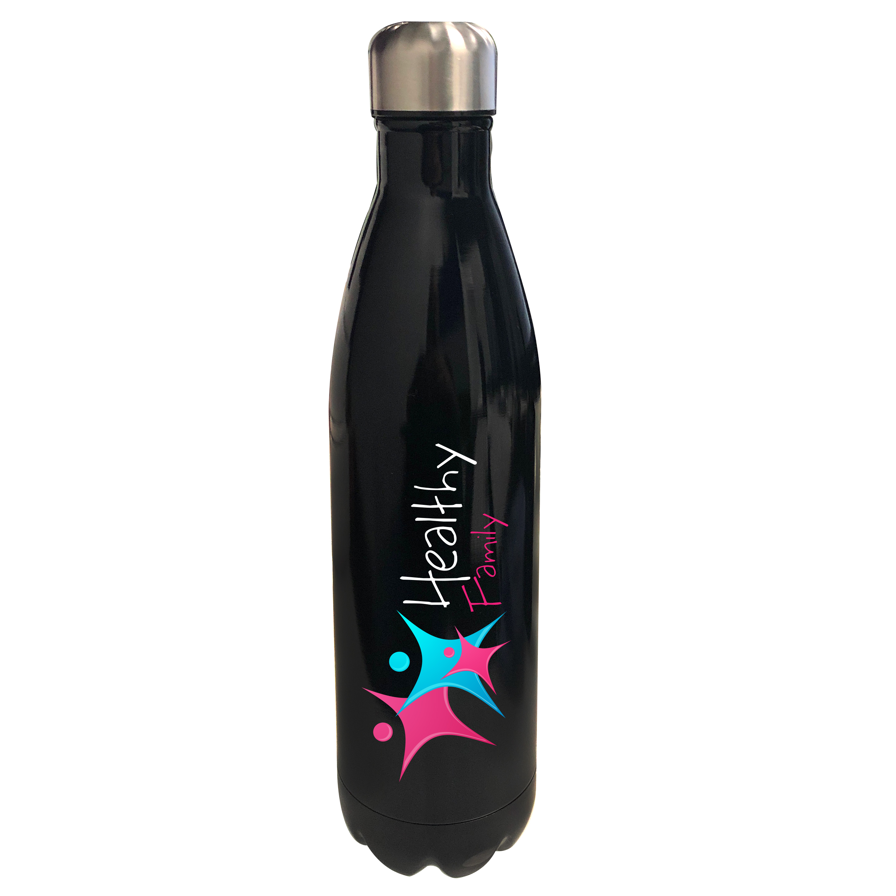 25oz Stainless Steel Cola Shaped Water Bottle - Black - Full Color Art/Text