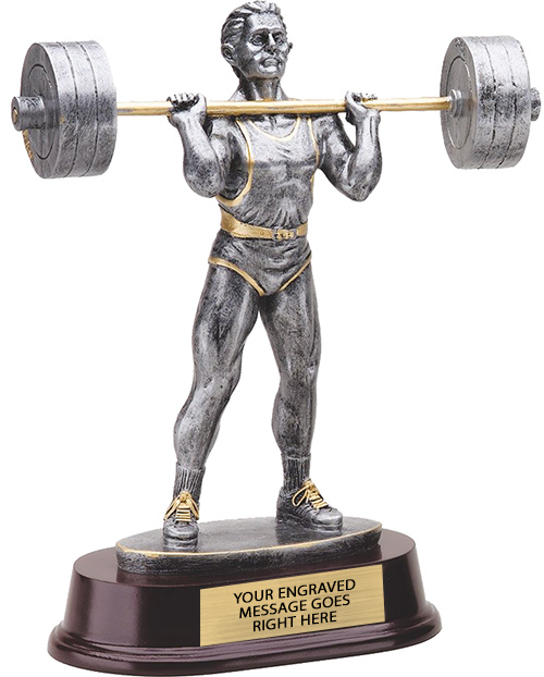 Weightlifter Clean & Jerk Pewter Finish Resin Trophy - Male