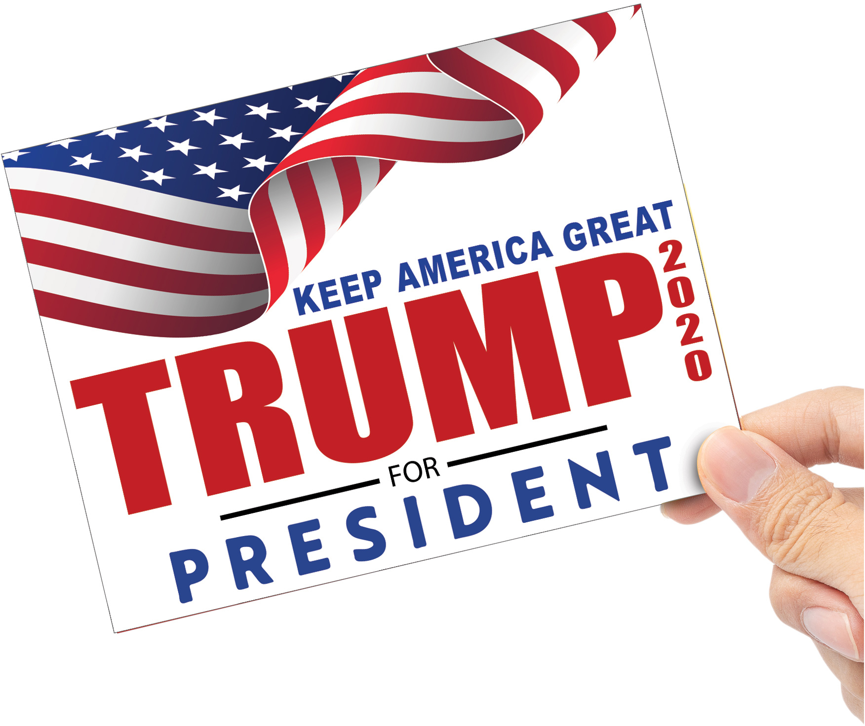 Keep America Great - Trump 2020 Waving Flag Vinyl Sticker - 6 x 4.5 inch