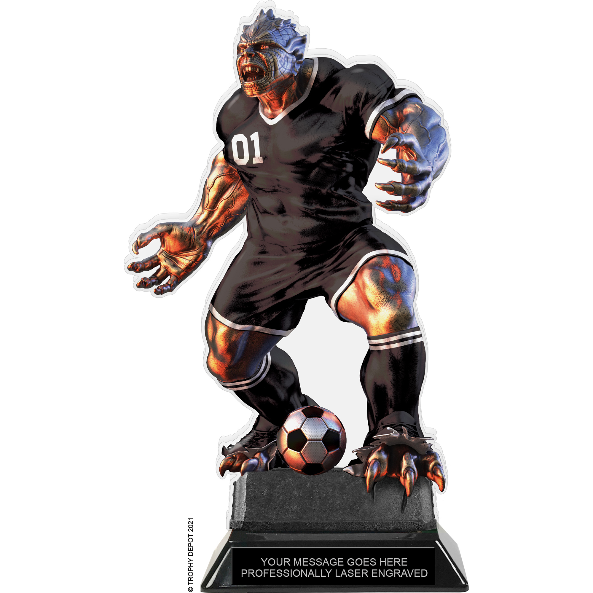 Beast Soccer Choose Your Number Acrylic Trophy - 10 inch Black