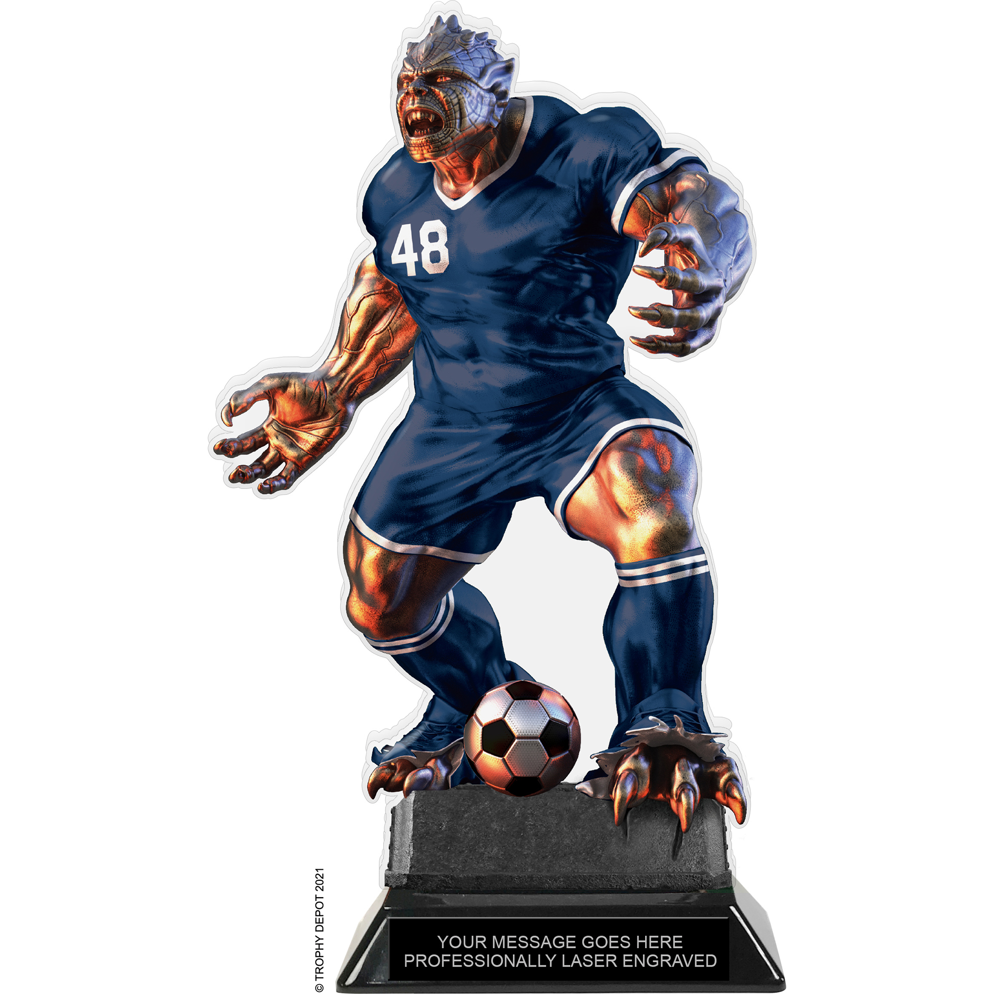 Beast Soccer Choose Your Number Acrylic Trophy - 10 inch Navy