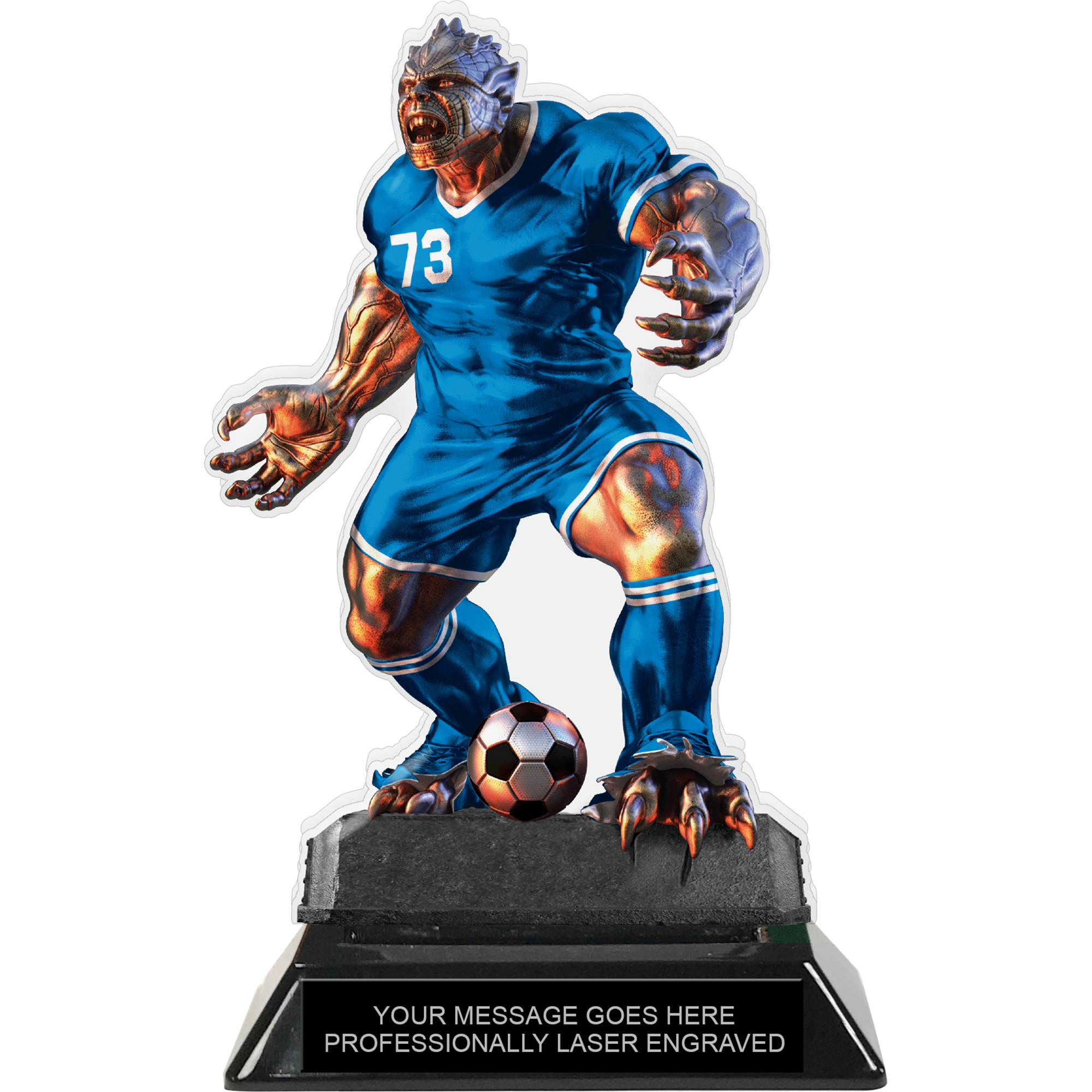 Beast Soccer Choose Your Number Acrylic Trophy - 7 inch Blue
