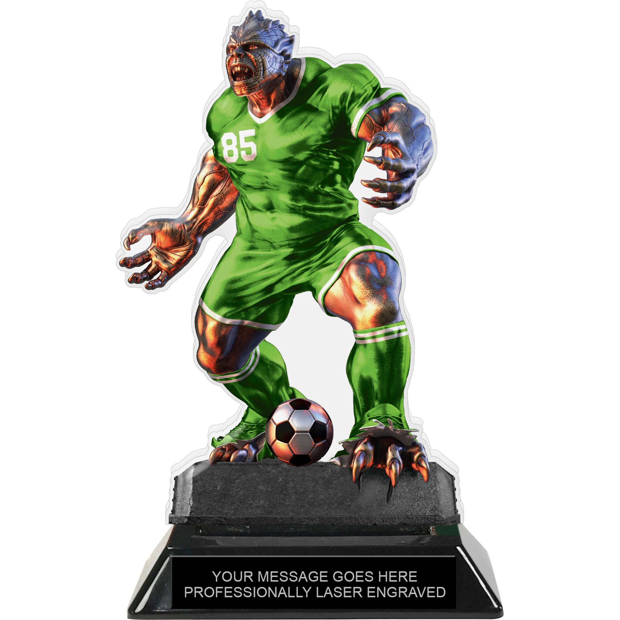 Beast Soccer Choose Your Number Acrylic Trophy - 7 inch Green