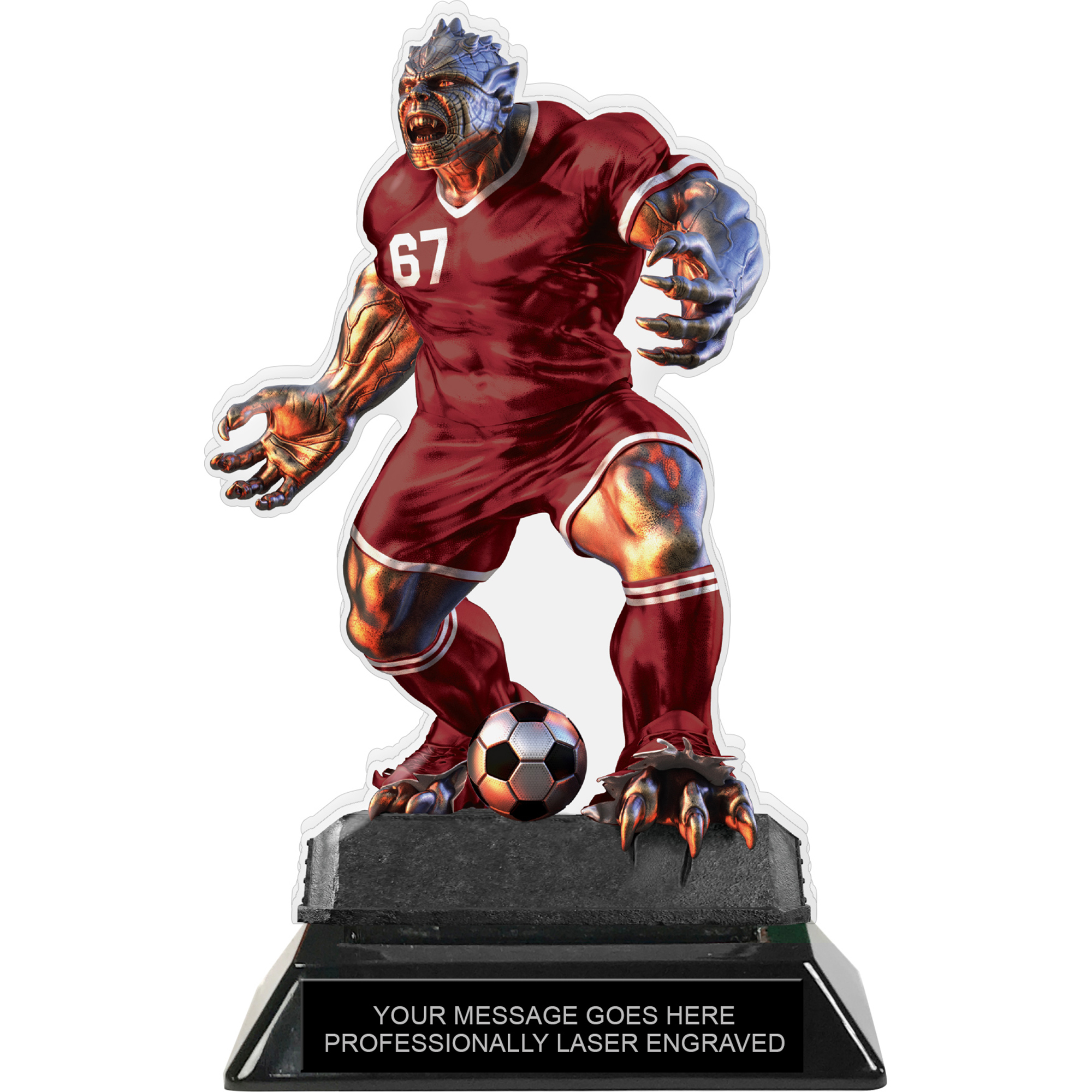 Beast Soccer Choose Your Number Acrylic Trophy - 7 inch Maroon