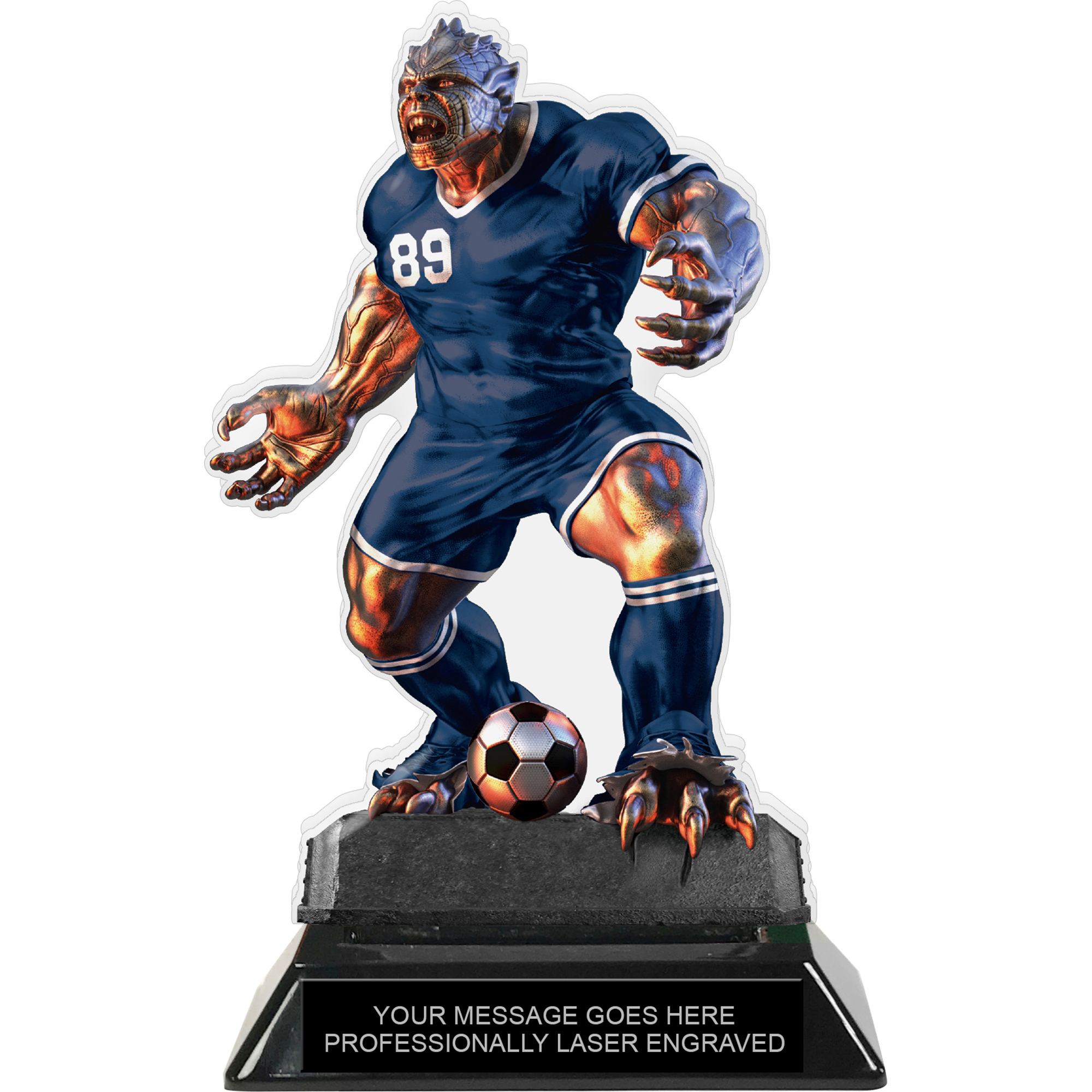 Beast Soccer Choose Your Number Acrylic Trophy - 7 inch Navy