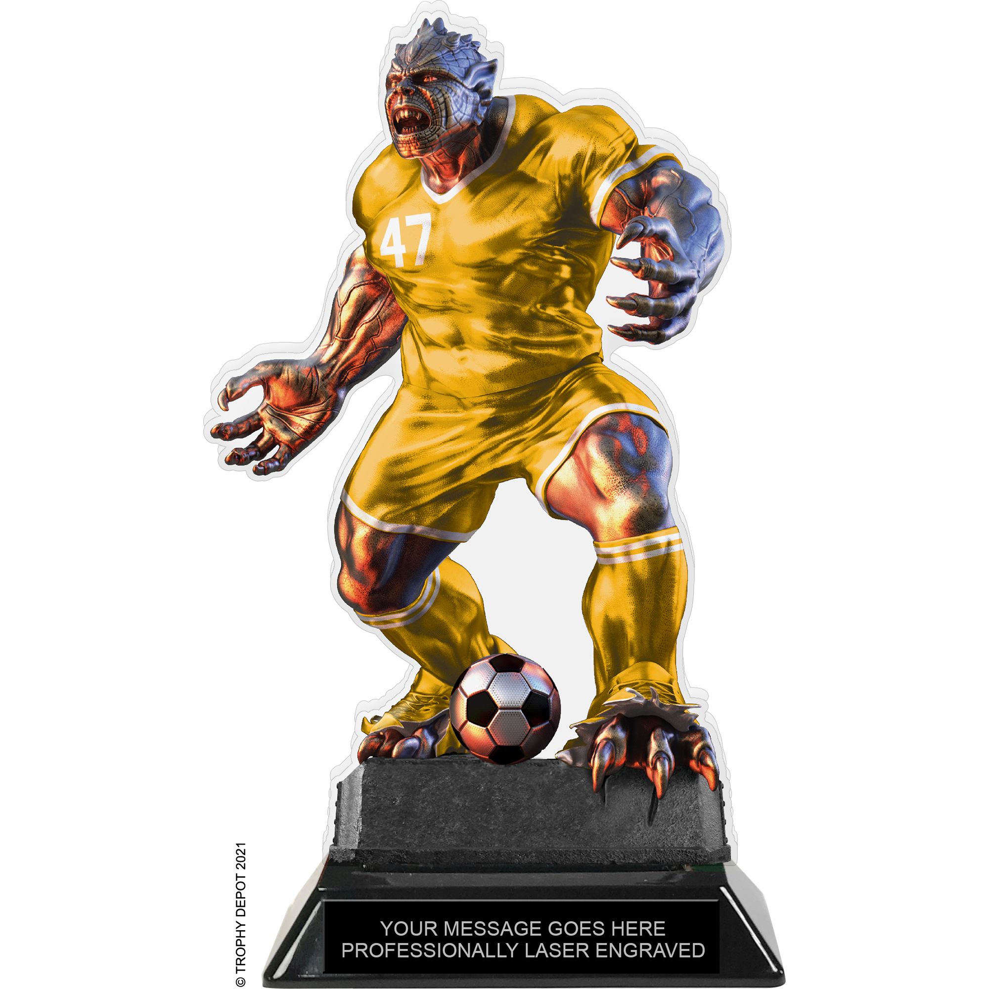 Beast Soccer Choose Your Number Acrylic Trophy - 8.5 inch Gold