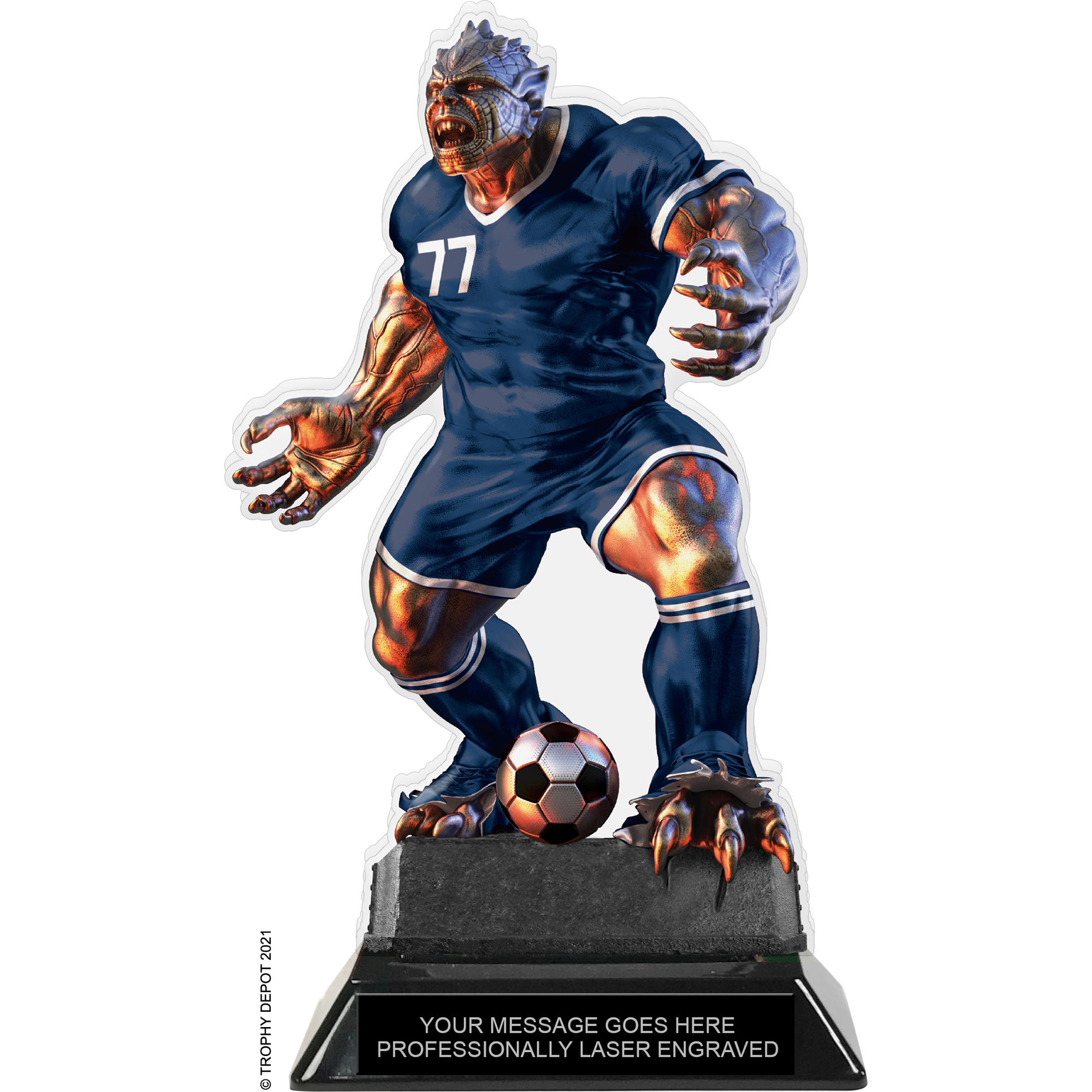 Beast Soccer Choose Your Number Acrylic Trophy - 8.5 inch Navy
