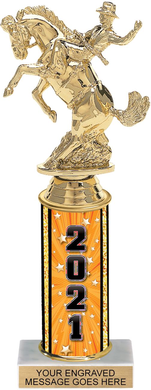 Comic Stars Column Trophy with Year - 10 inch