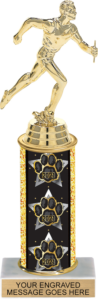 Trophy with Year Paw Column - 10 inch