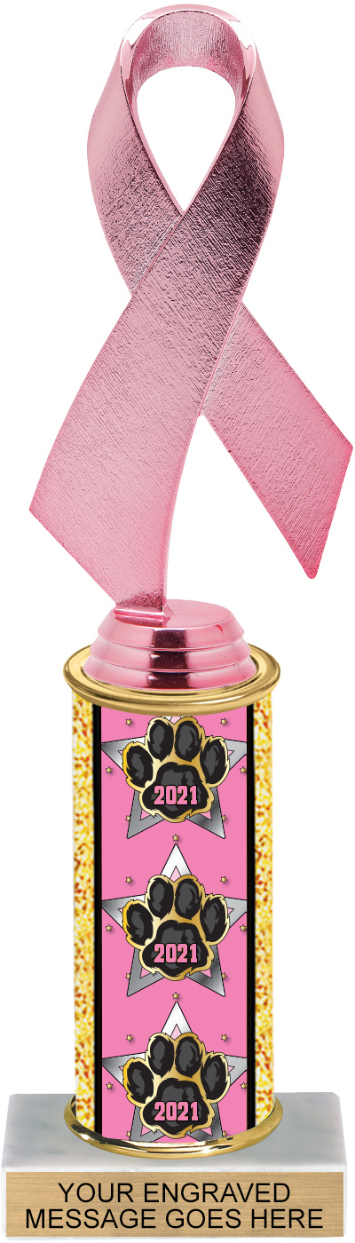 Exclusive Year Paw Column Trophy - 10 inch