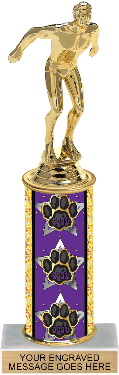 Year 10 inch Paw Column Trophy