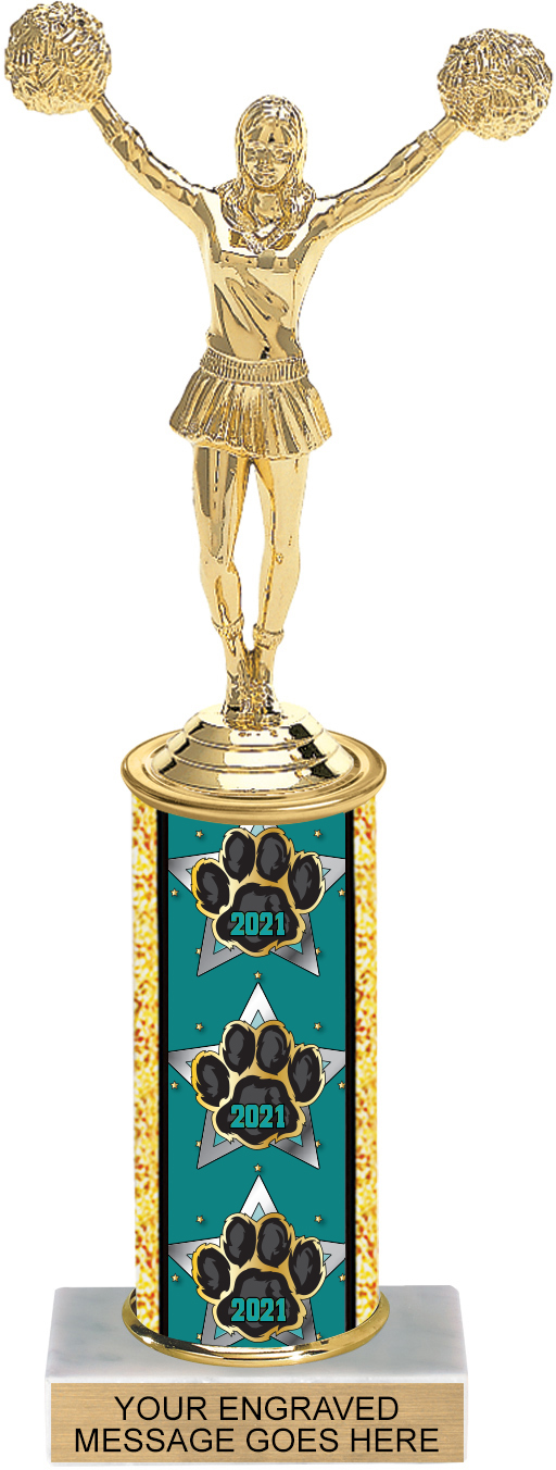 Year Paw Column Trophy - 10 inch