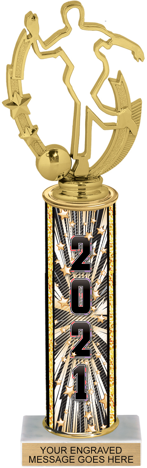 Trophy with Year Comic Stars Column - 12 inch