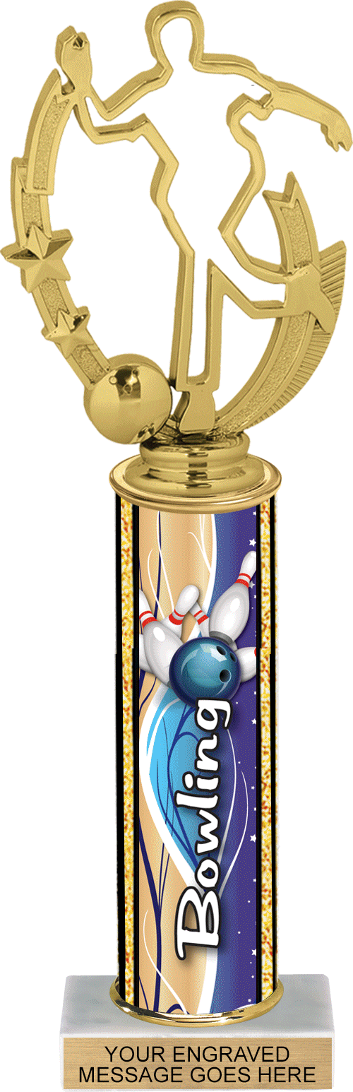 Glow in the Dark Exclusive Bowling Ultra-Wave Column Trophy - 12 inch