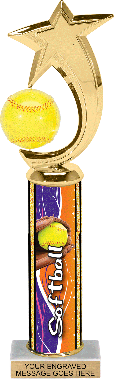 Glow in the Dark Exclusive Softball Ultra-Wave Column Trophy - 12 inch