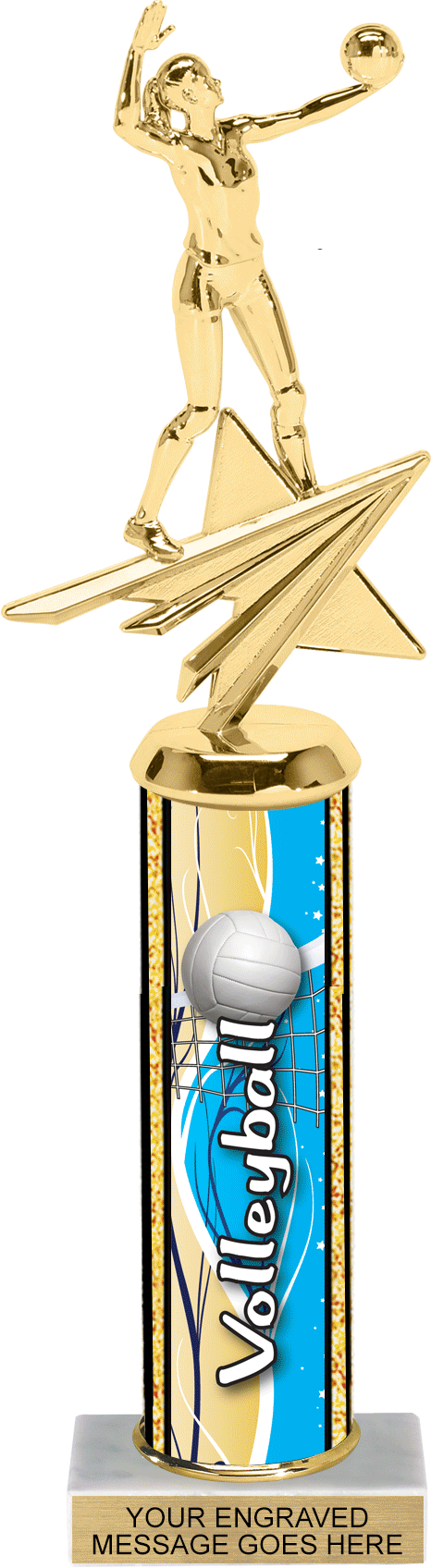 Glow in the Dark Exclusive Volleyball Ultra-Wave Column Trophy - 12 inch