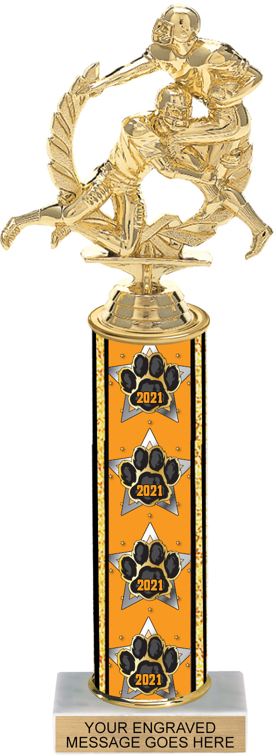 Paw Column Trophy with Year - 12 inch