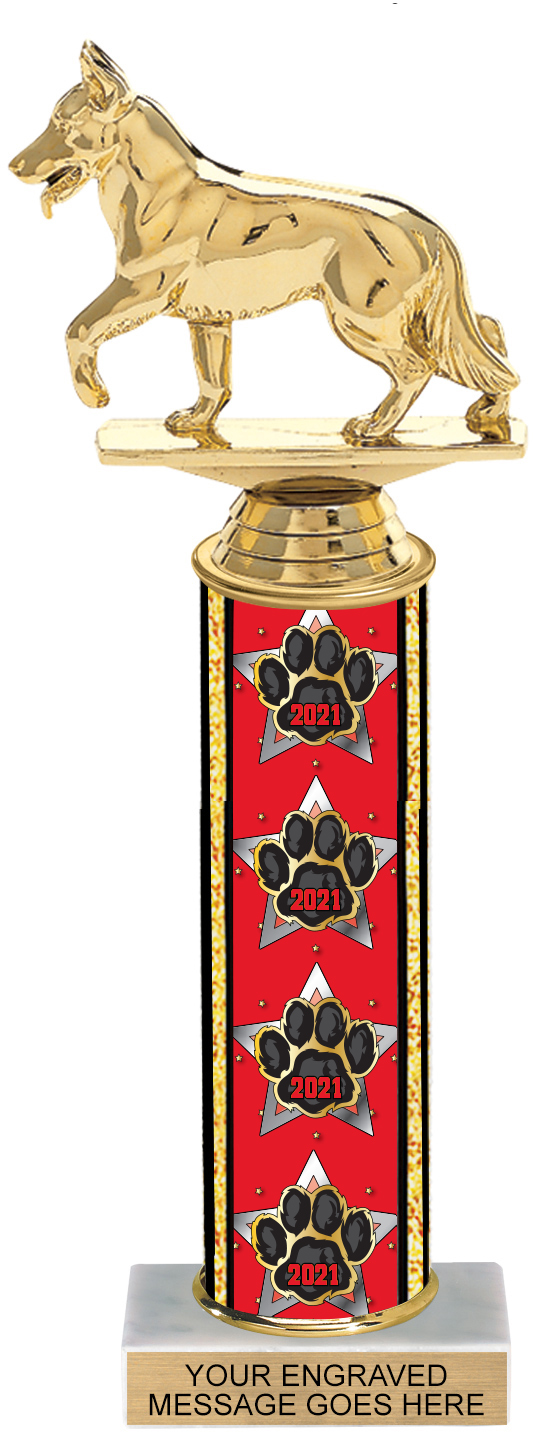 Paw Year Column Trophy - 12 inch