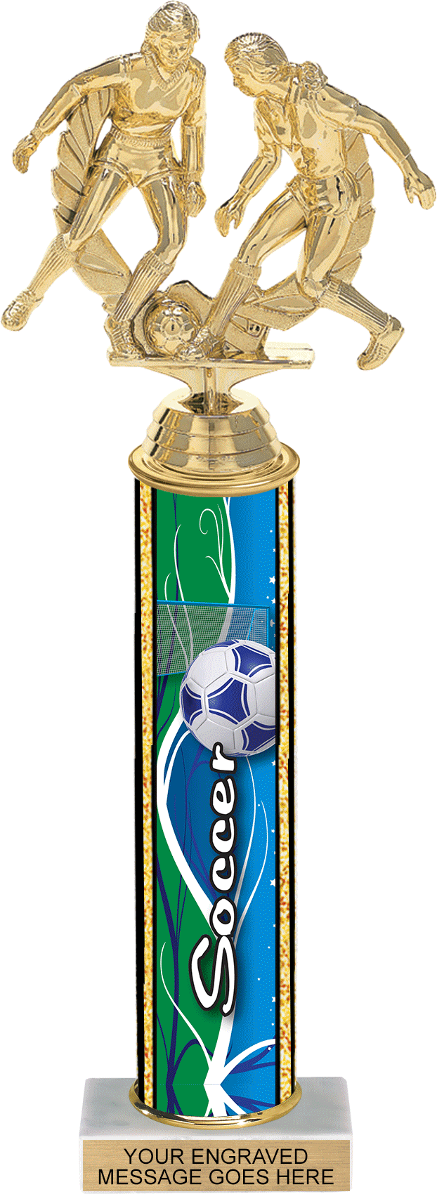 Glow in the Dark Exclusive Soccer Ultra-Wave Column Trophy - 14 inch