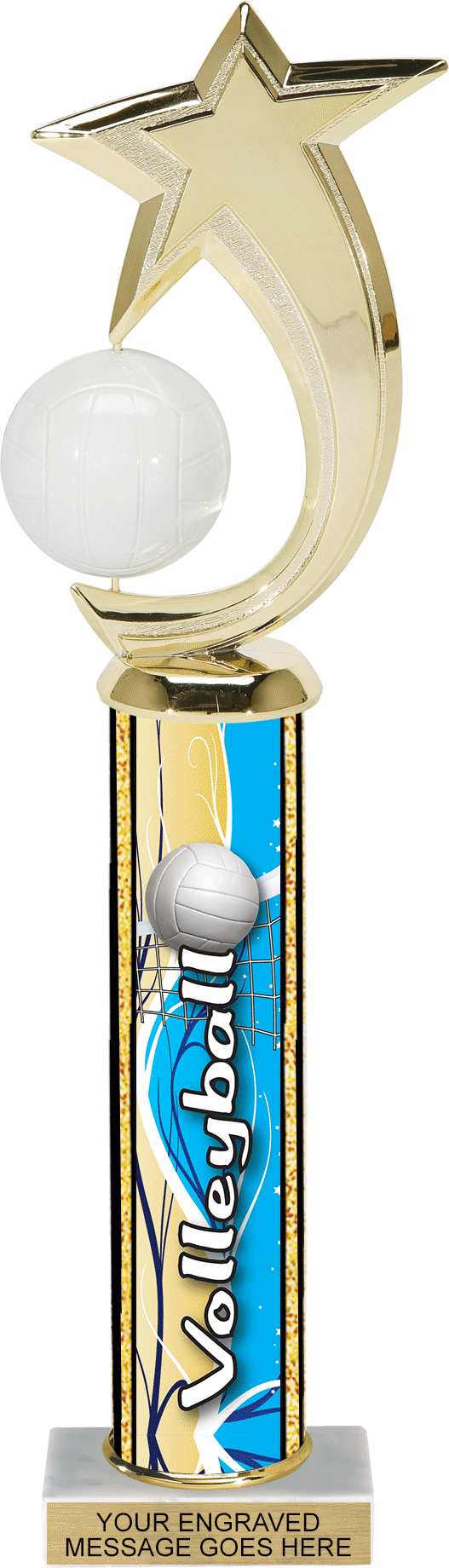 Glow in the Dark Exclusive Volleyball Ultra-Wave Column Trophy - 14 inch