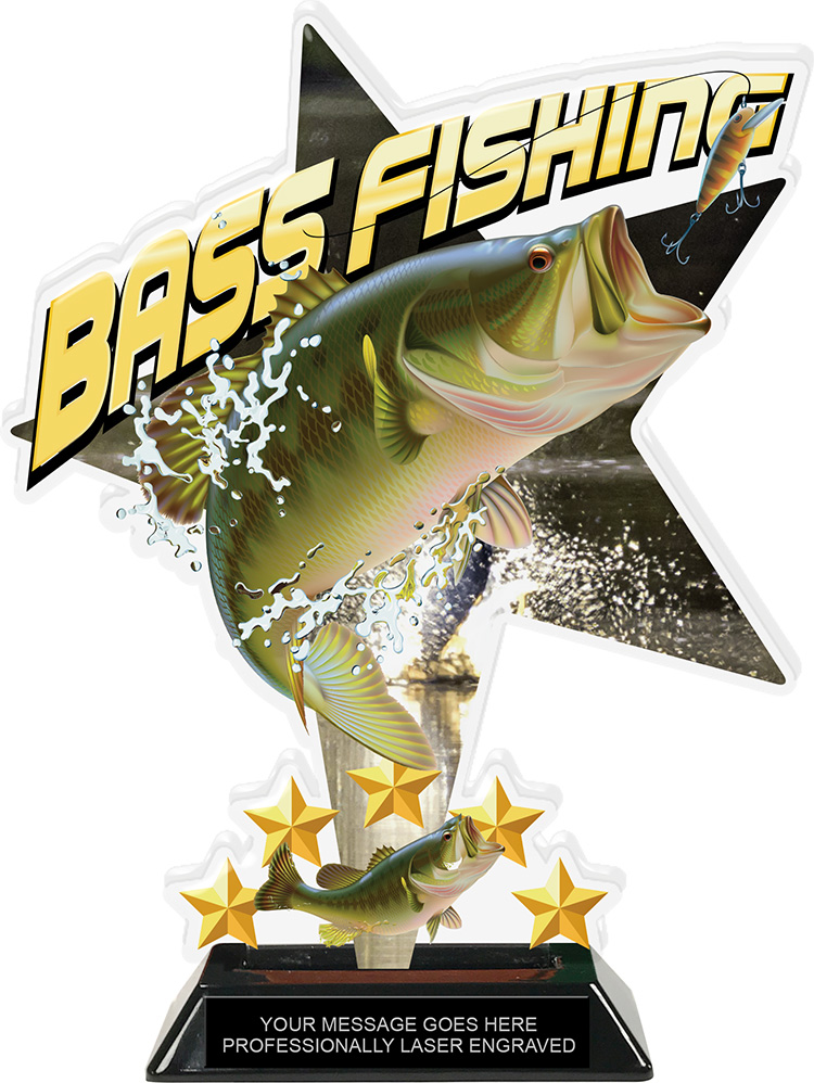 Bass Fishing Shattered Star Colorix Acrylic Trophy- 10 inch