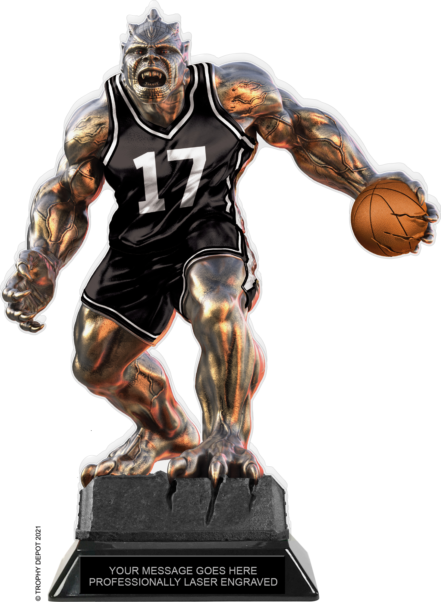 Beast Basketball Choose Your Number Acrylic Trophy - 10 inch Black