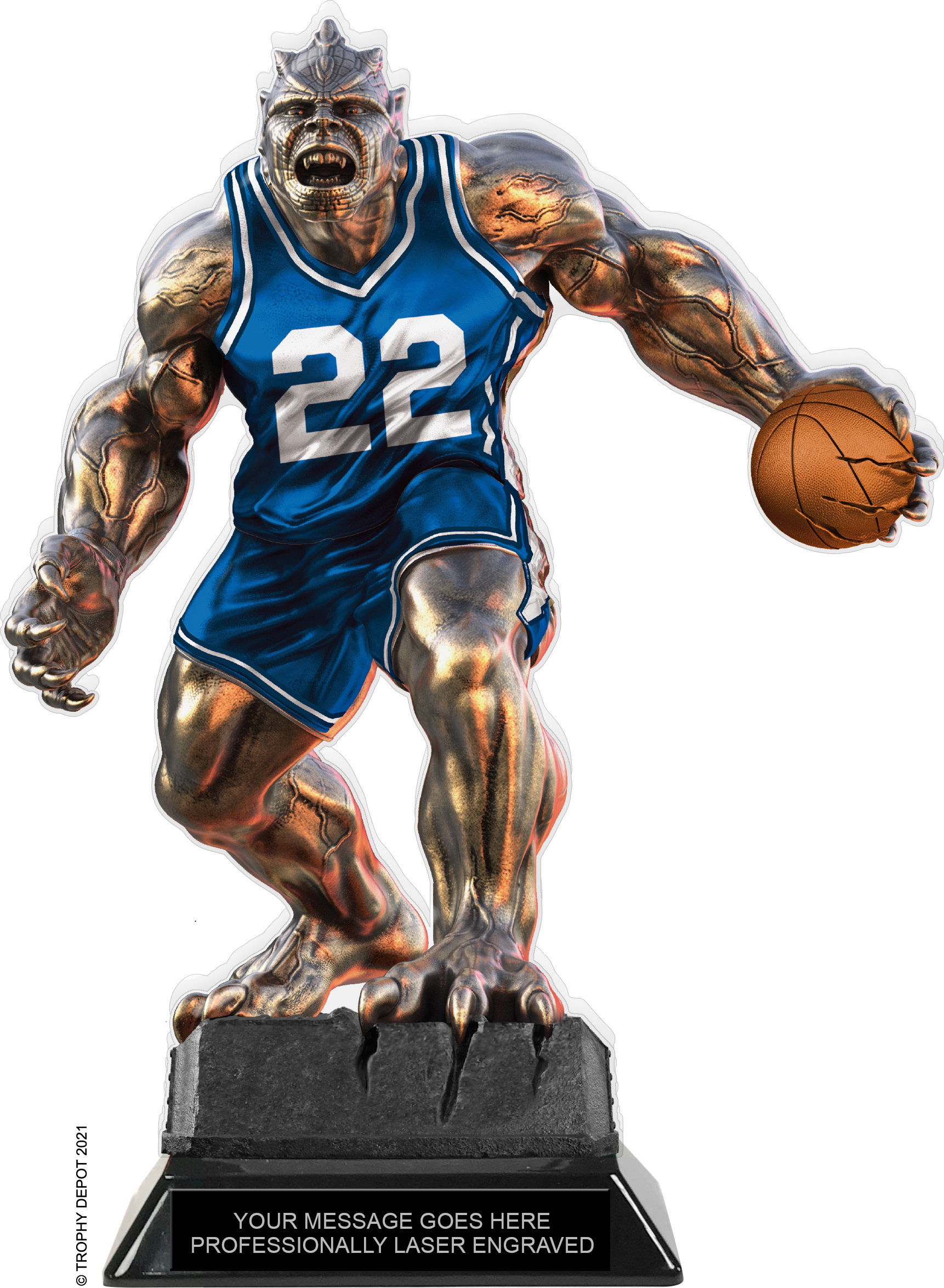 Beast Basketball Choose Your Number Acrylic Trophy - 10 inch Blue