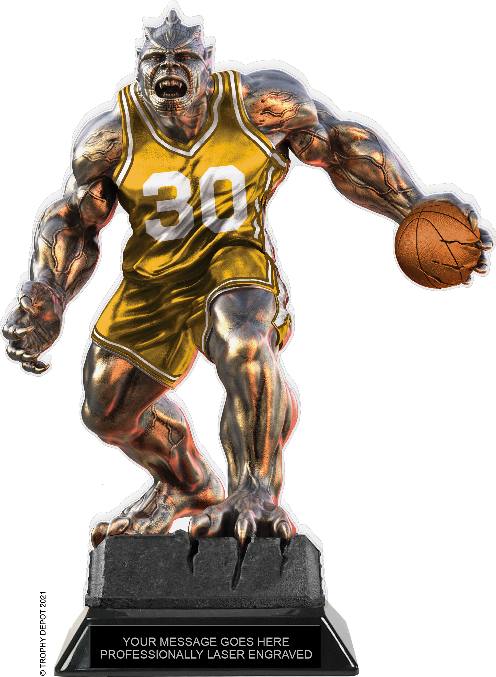 Beast Basketball Choose Your Number Acrylic Trophy - 10 inch Gold