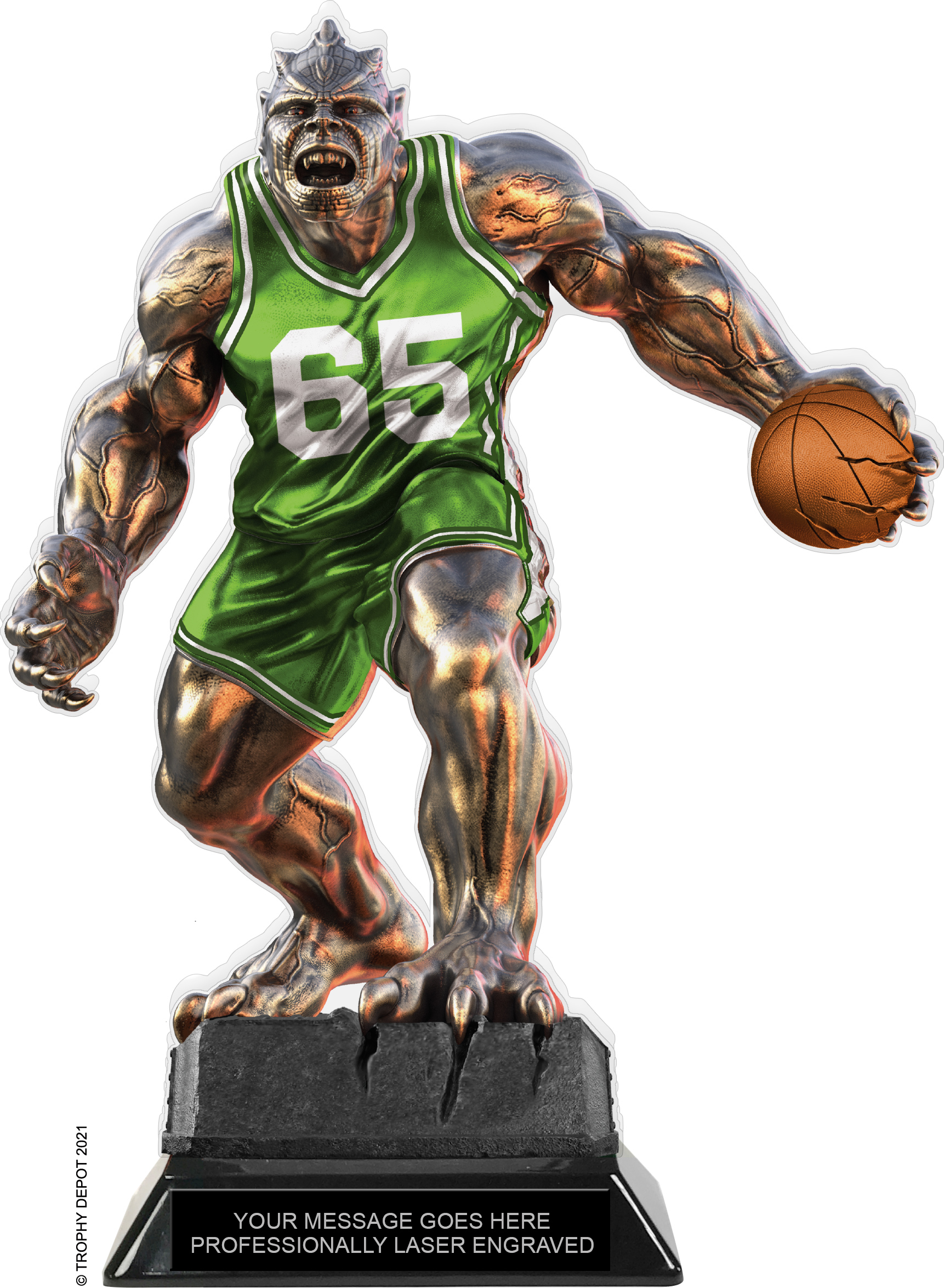 Beast Basketball Choose Your Number Acrylic Trophy - 10 inch Green