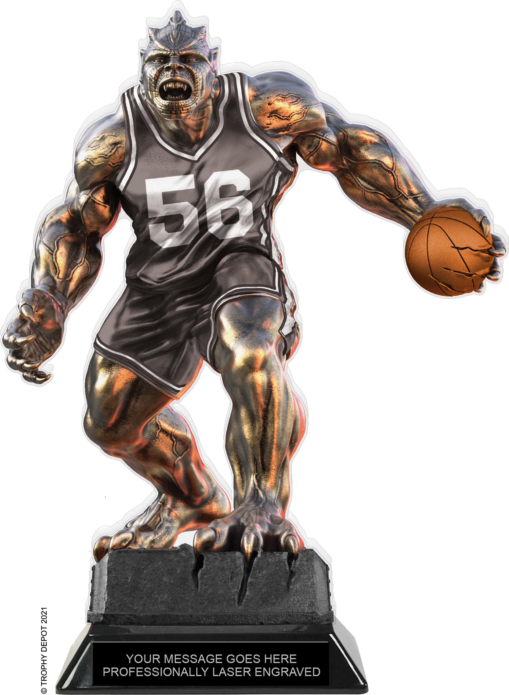 Beast Basketball Choose Your Number Acrylic Trophy - 10 inch Grey