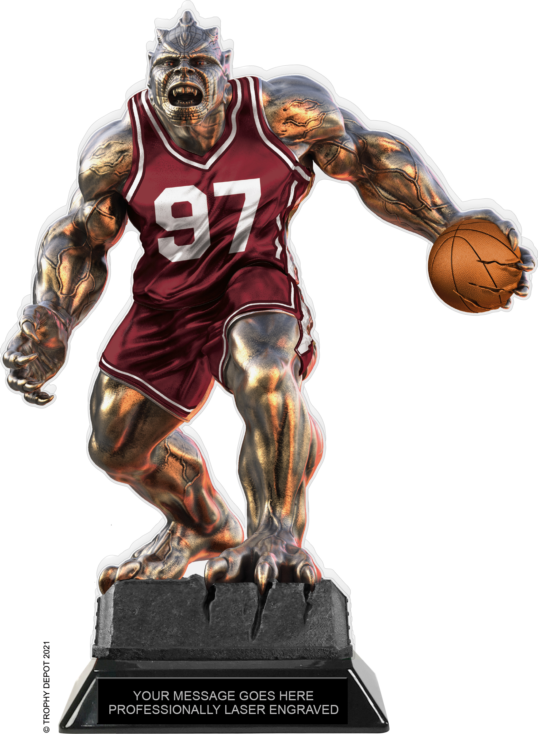 Beast Basketball Choose Your Number Acrylic Trophy - 10 inch Maroon