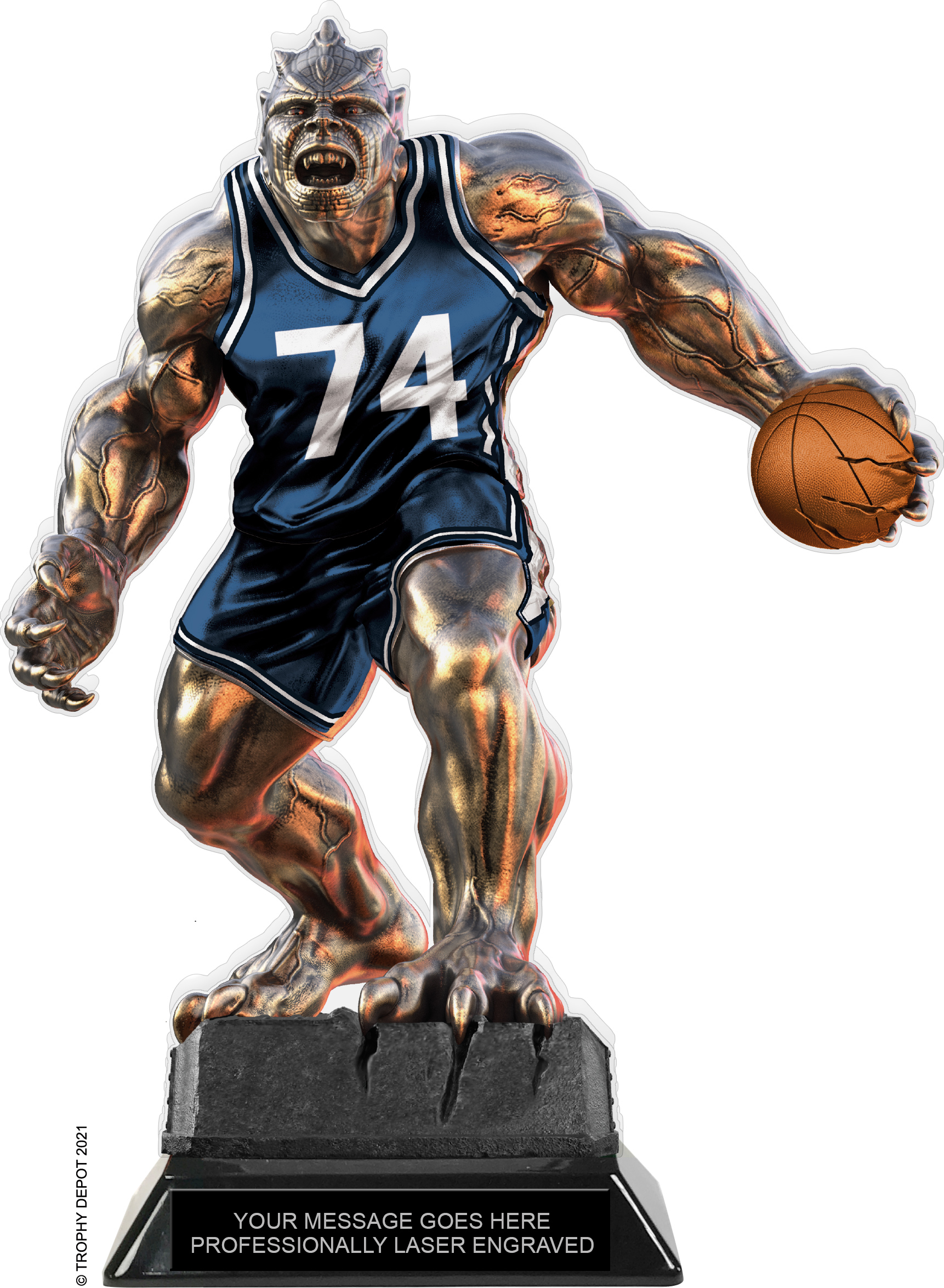 Beast Basketball Choose Your Number Acrylic Trophy - 10 inch Navy