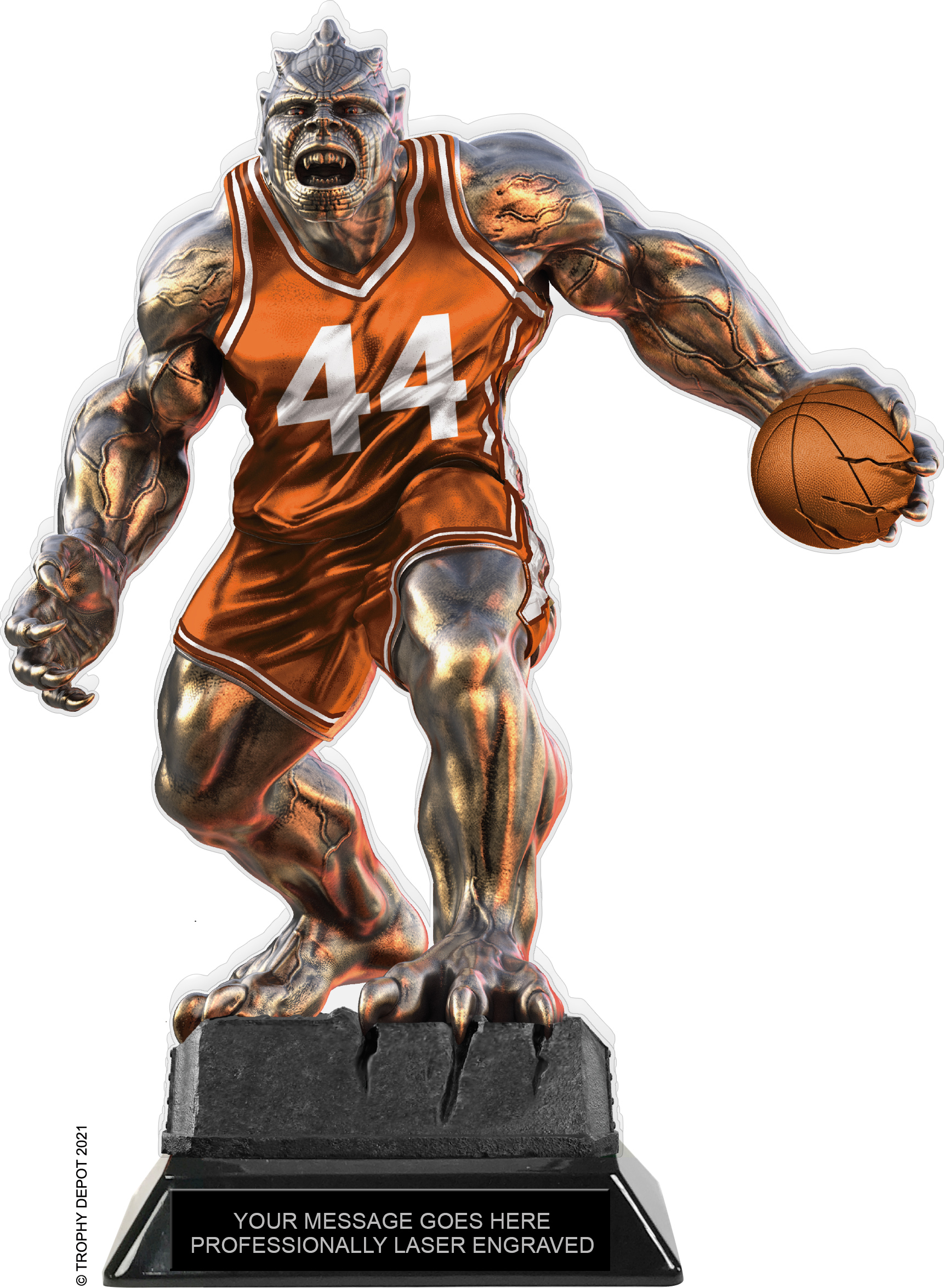 Beast Basketball Choose Your Number Acrylic Trophy - 10 inch Orange