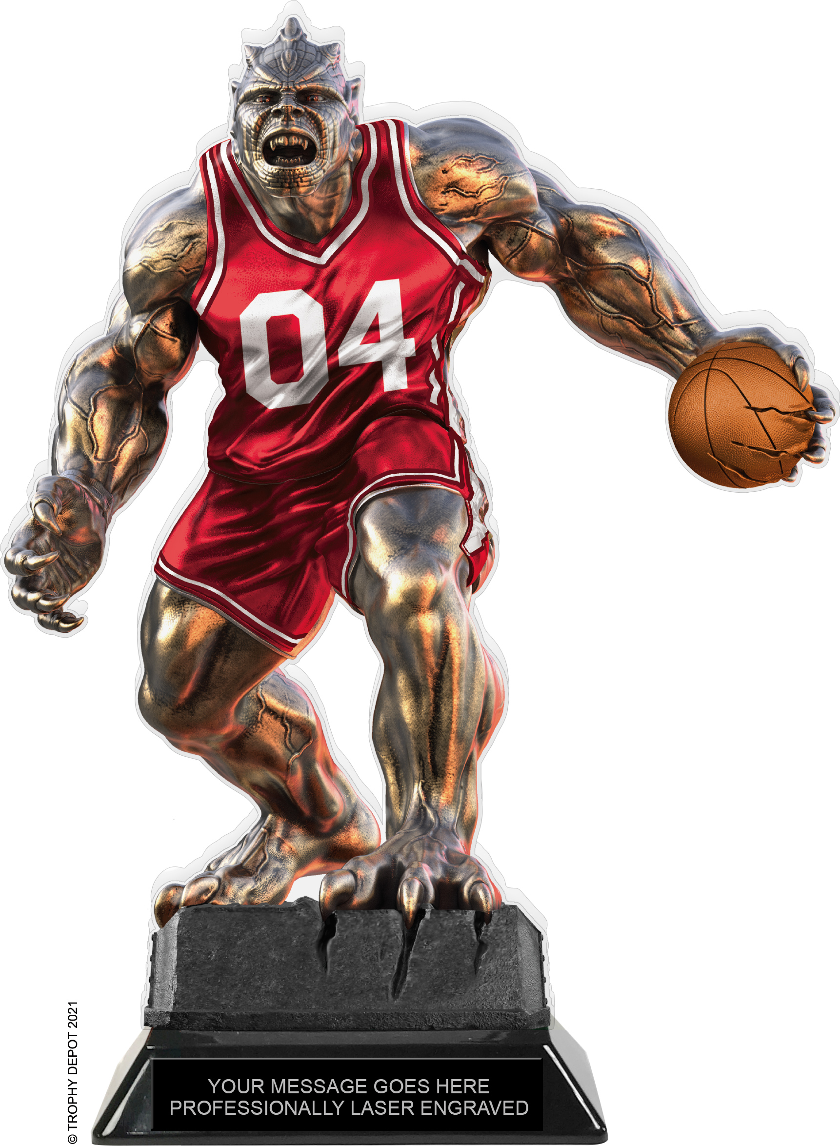 Beast Basketball Choose Your Number Acrylic Trophy - 10 inch Red