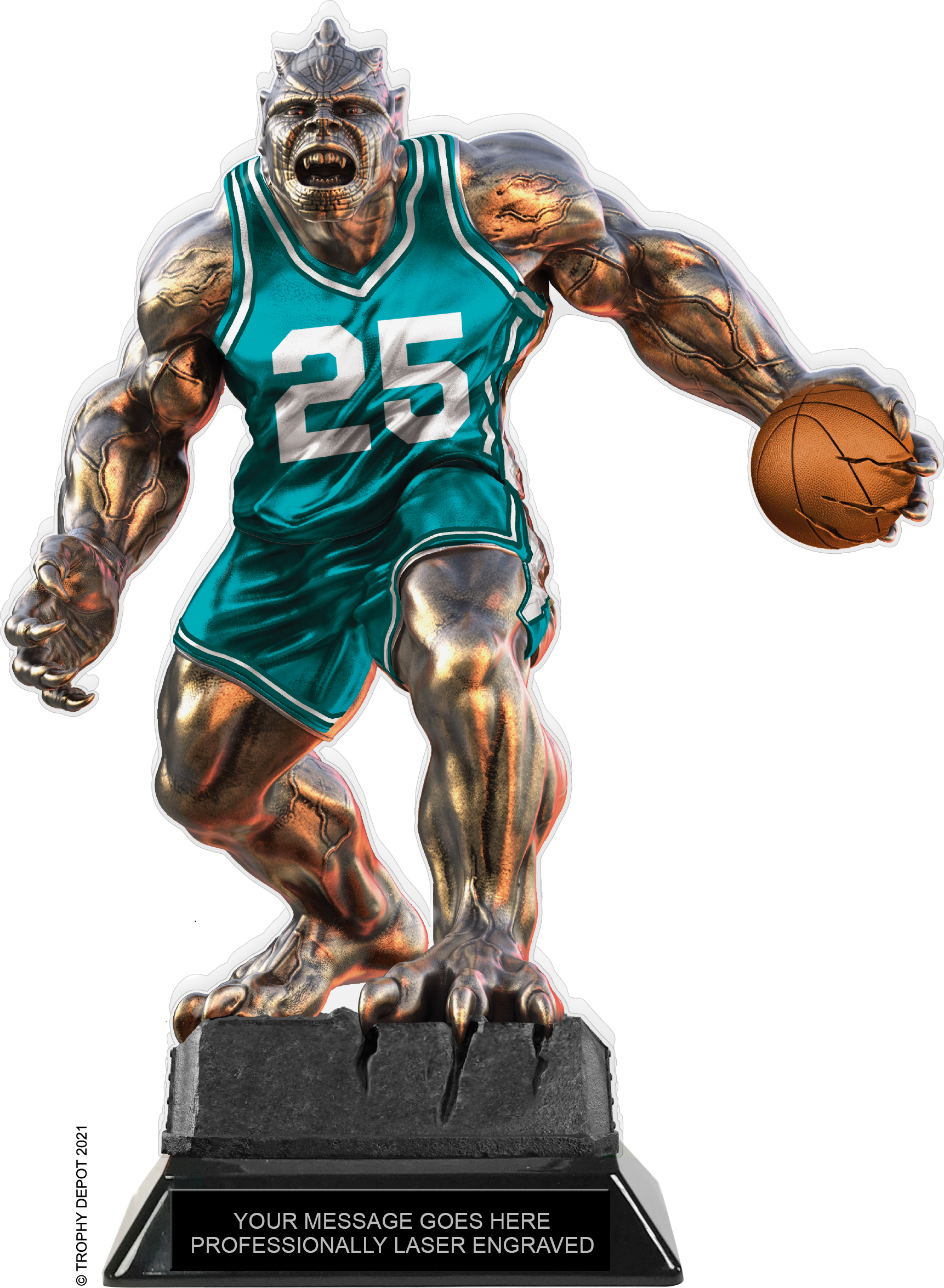 Beast Basketball Choose Your Number Acrylic Trophy - 10 inch Teal