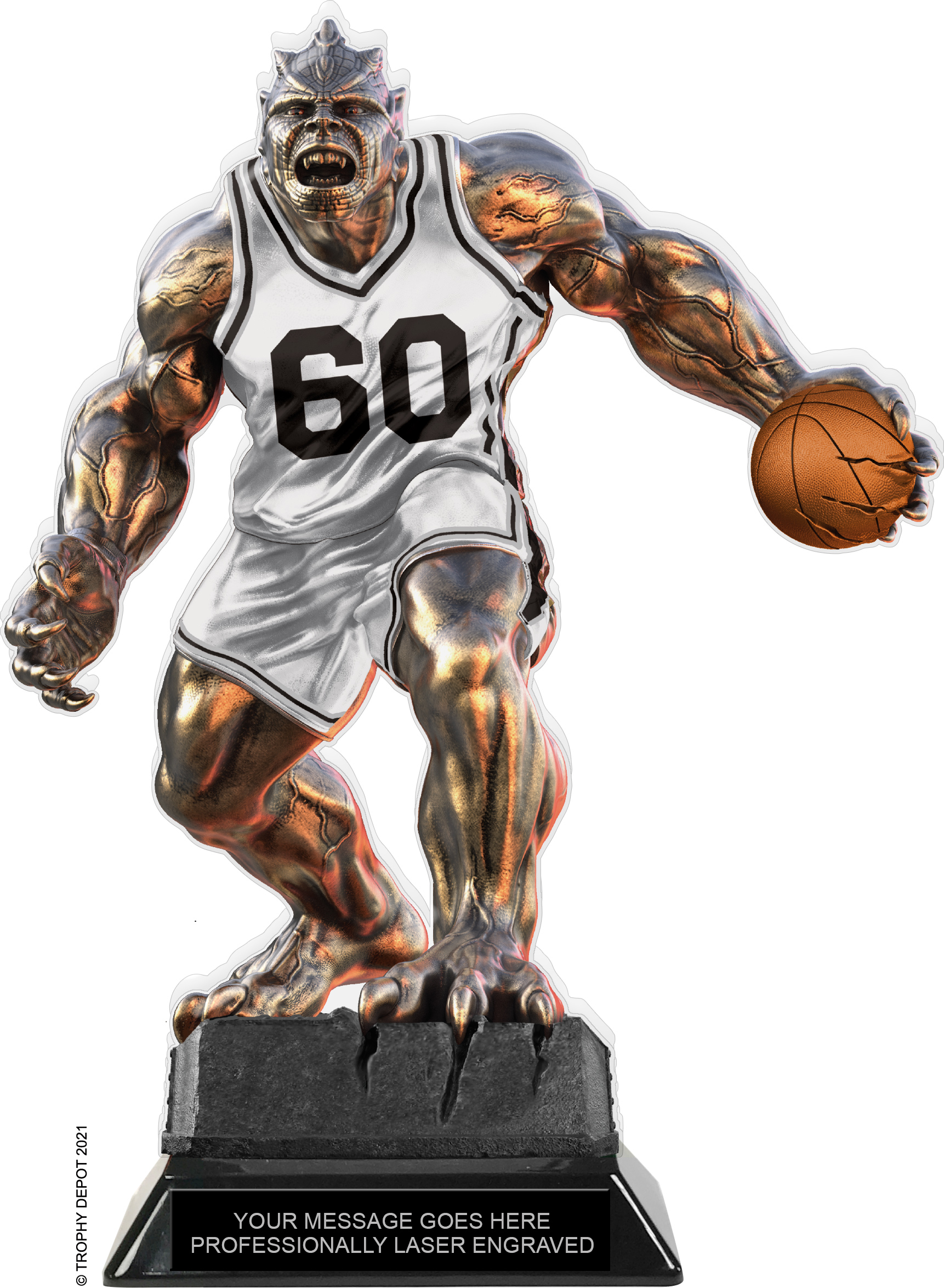 Beast Basketball Choose Your Number Acrylic Trophy - 10 inch White