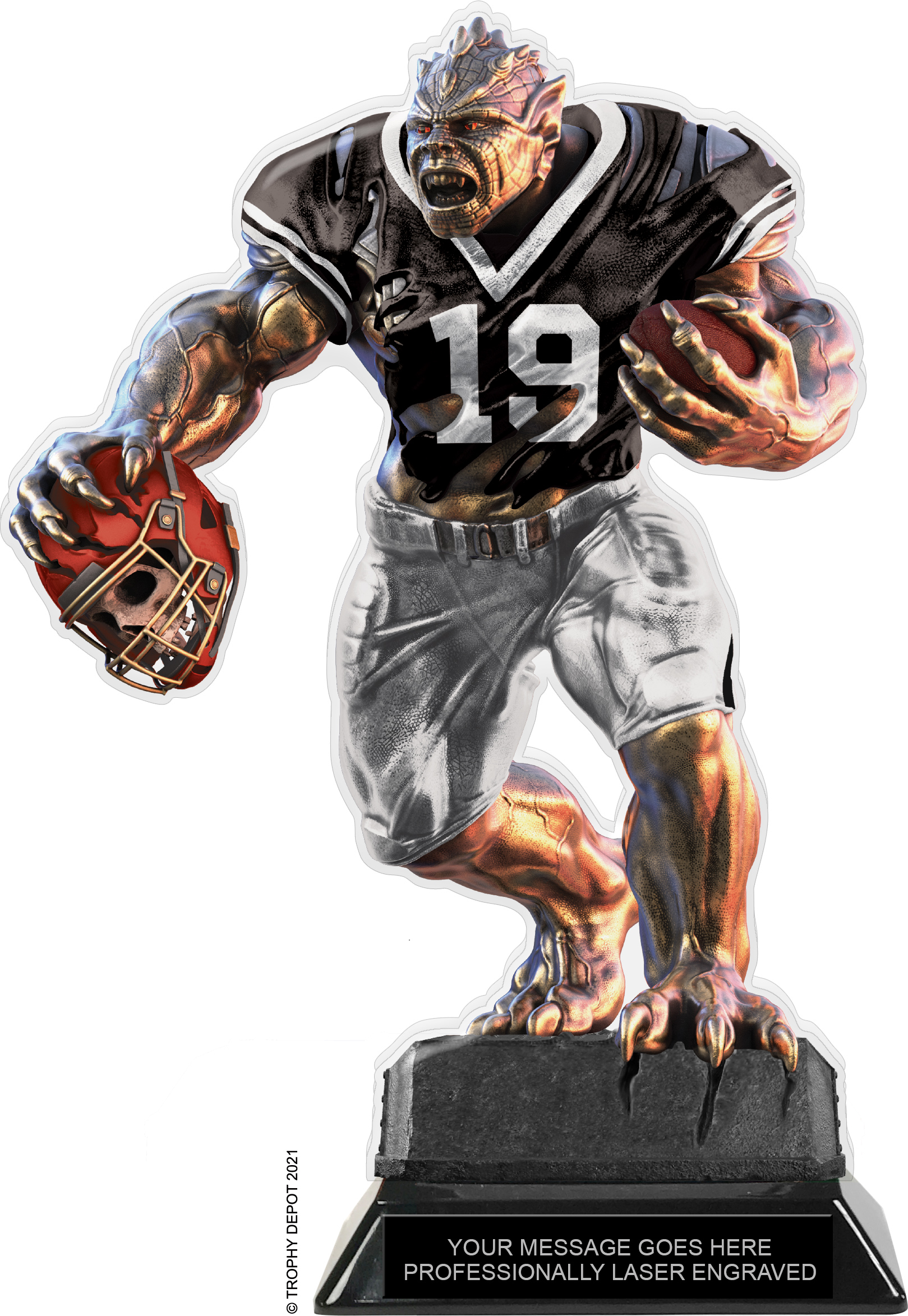 Beast Football Choose Your Number Acrylic Trophy - 10 inch Black
