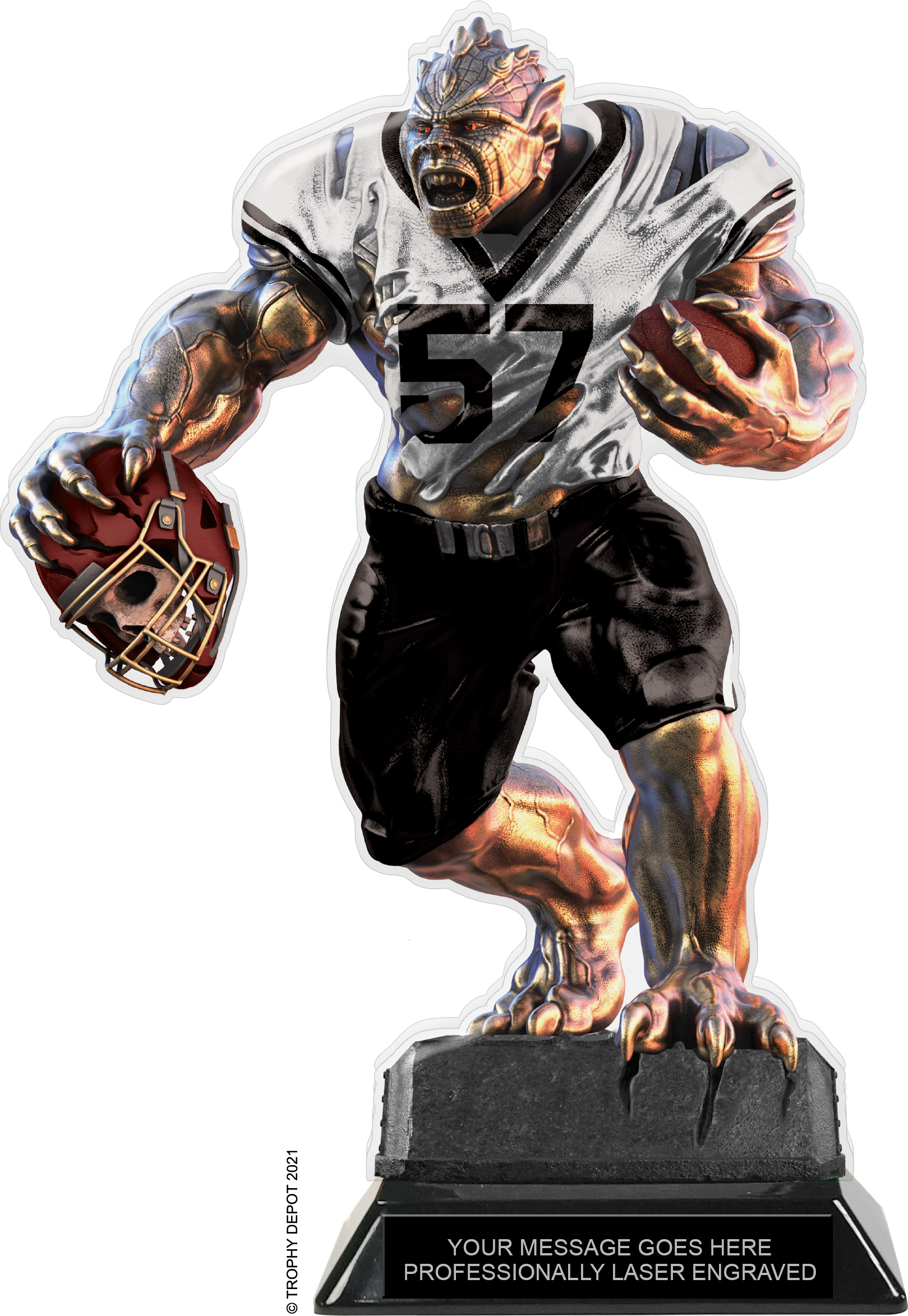 Beast Football Choose Your Number Acrylic Trophy - 10 inch White