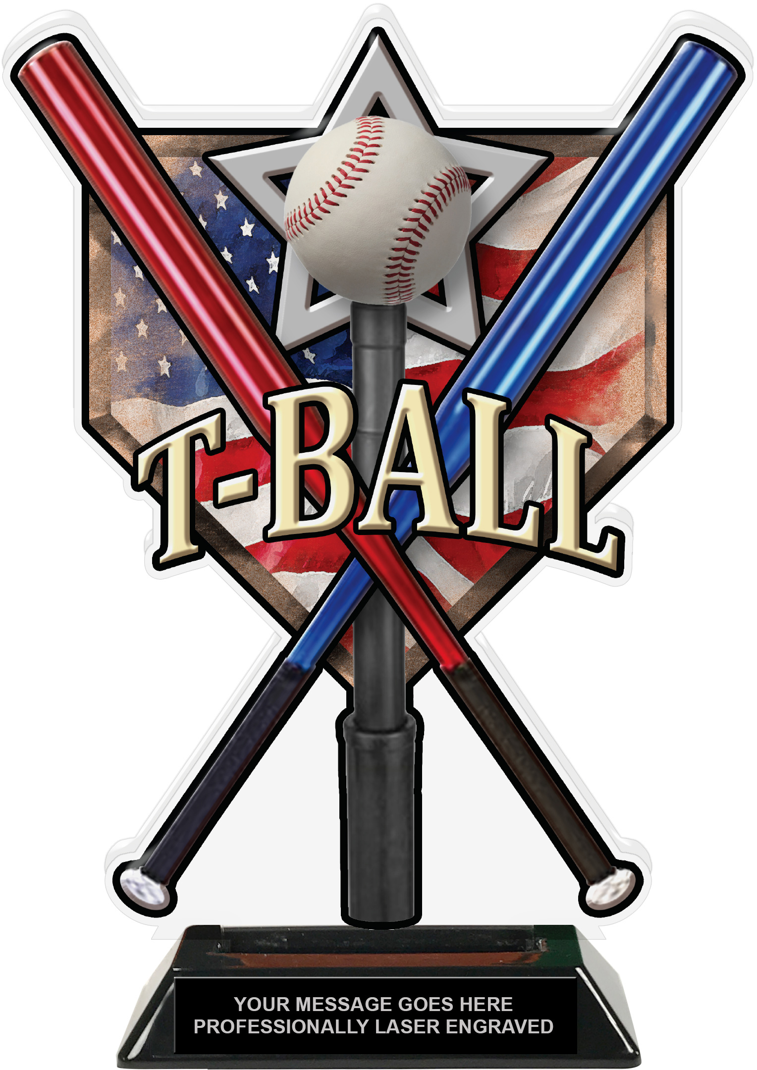 T-Ball Home Plate Colorix Acrylic Trophy- 10 inch