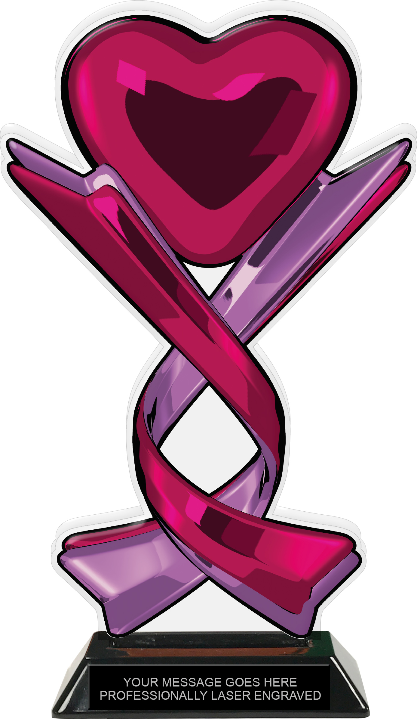Heart & Ribbons Colorix Acrylic Trophy - 10 inch