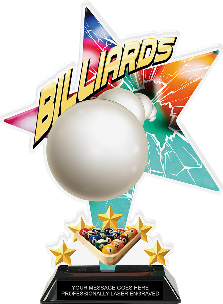 Billiards Shattered Star Colorix Acrylic Trophy- 10 inch