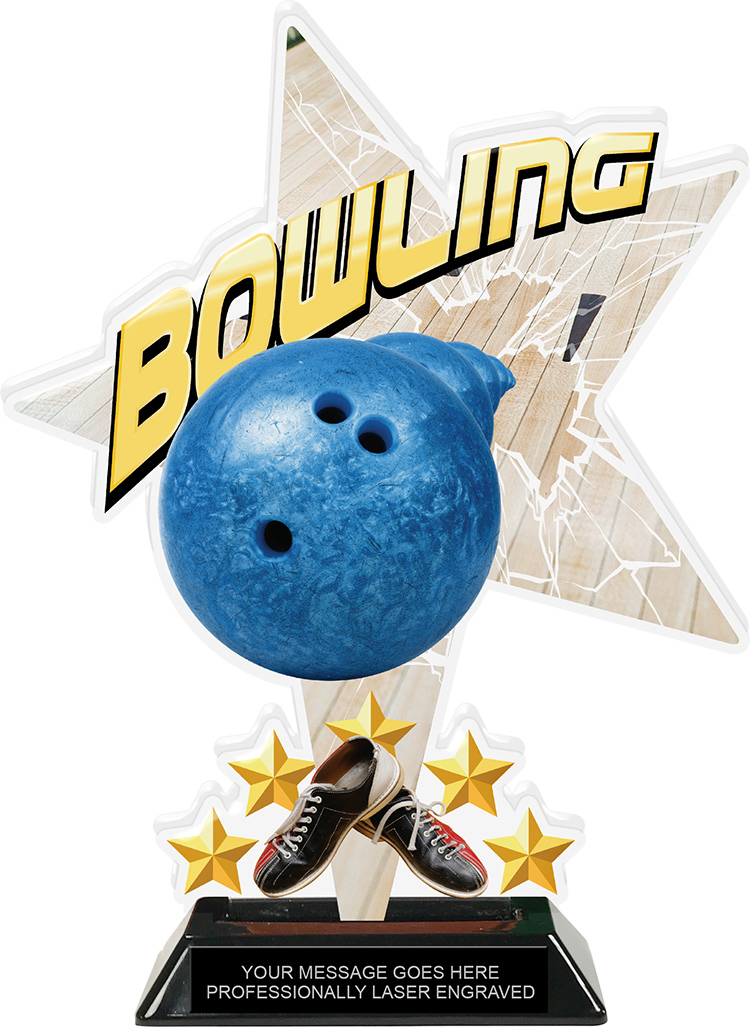 Bowling Shattered Star Colorix Acrylic Trophy- 10 inch
