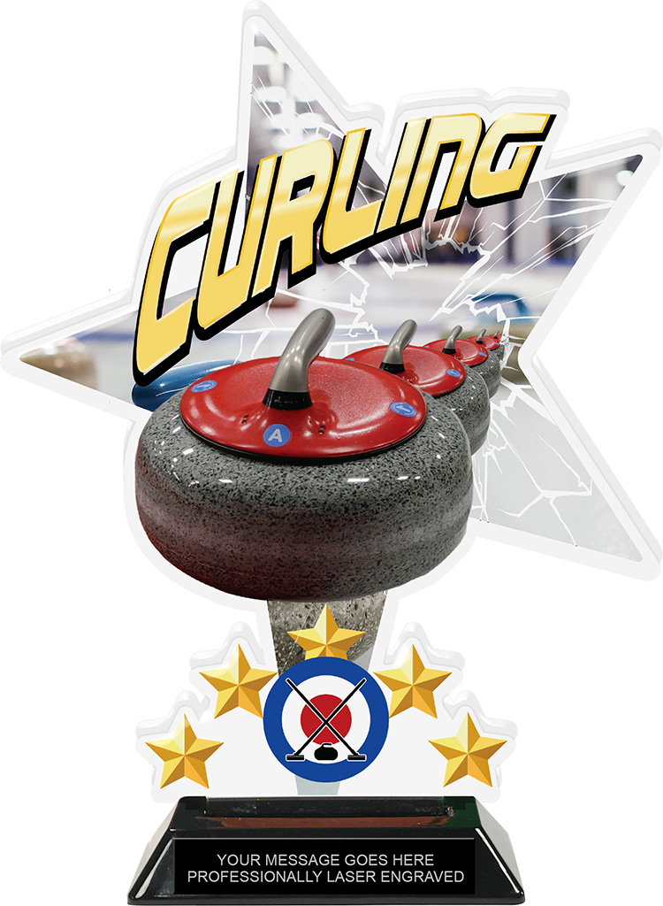 Curling Shattered Star Colorix Acrylic Trophy- 10 inch