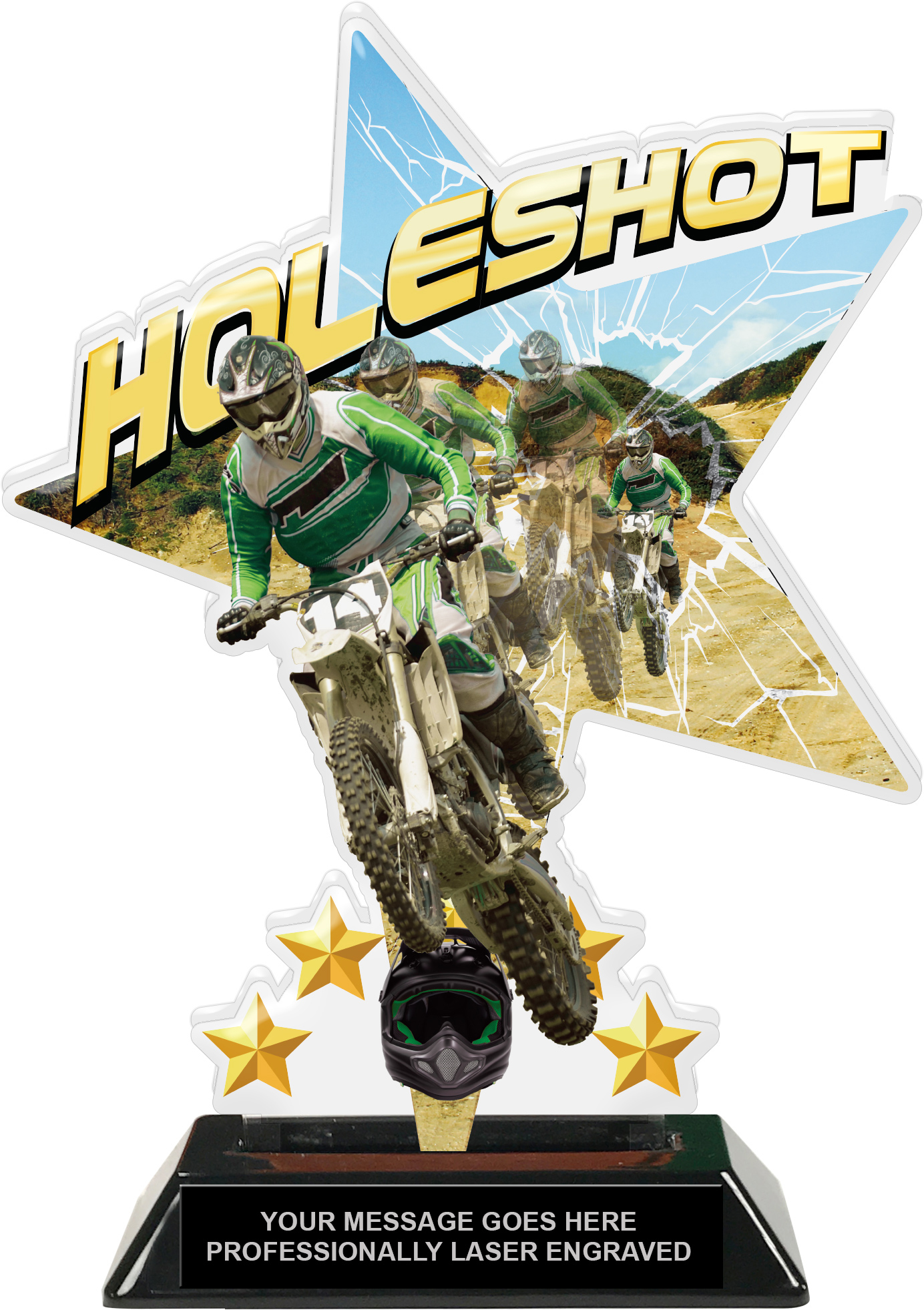 Motocross Holeshot Shattered Star Colorix Acrylic Trophy - 10 inch