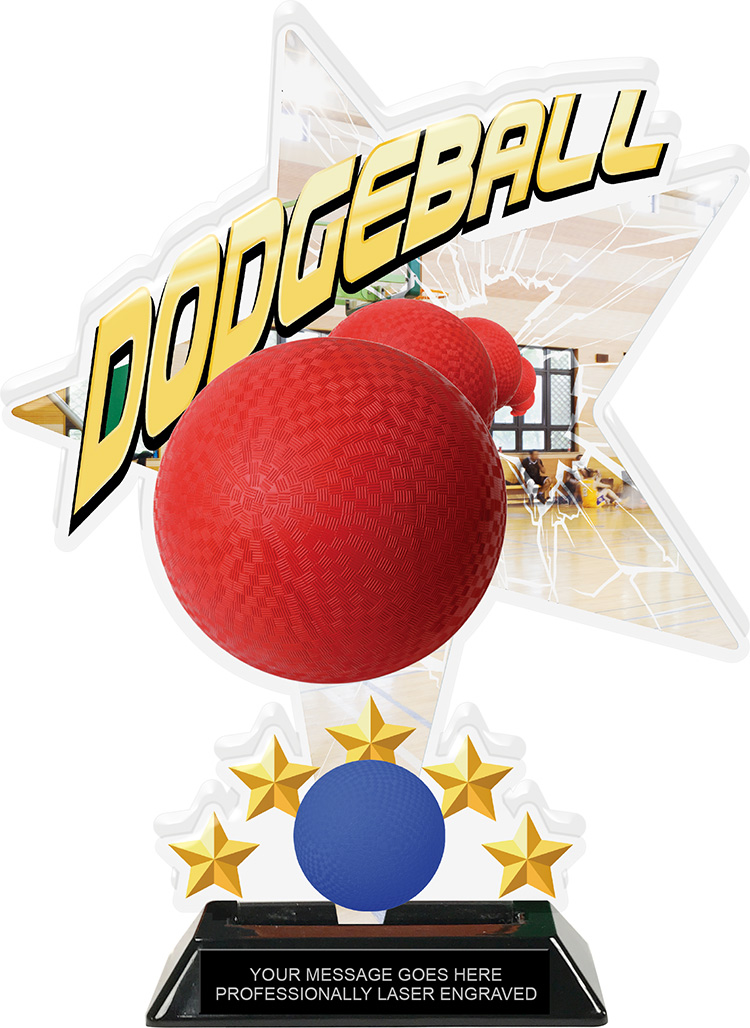 Dodgeball Shattered Star Colorix Acrylic Trophy- 10 inch