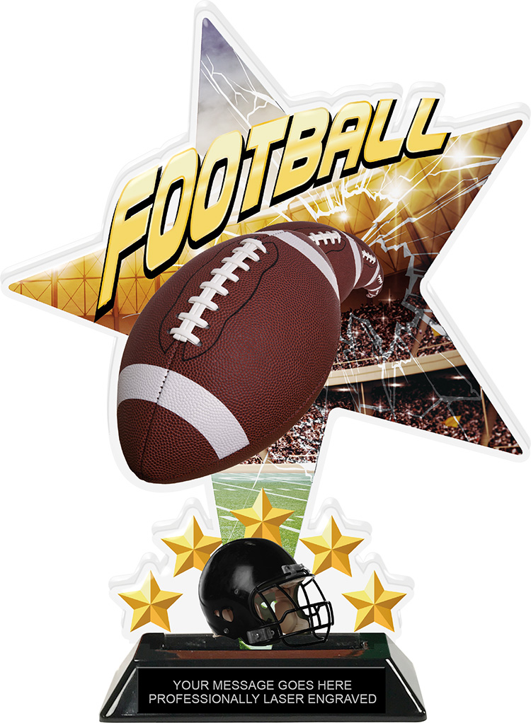 Football Shattered Star Colorix Acrylic Trophy- 10 inch