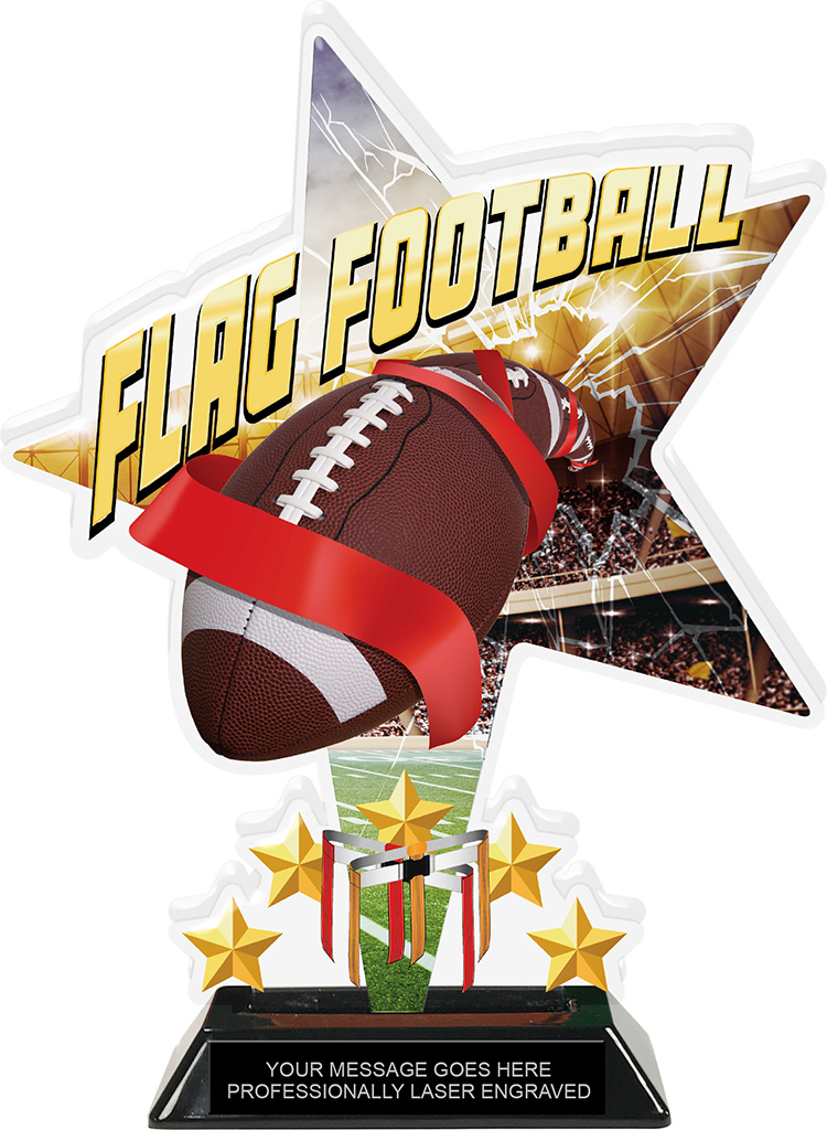 Flag Football Shattered Star Colorix Acrylic Trophy- 10 inch