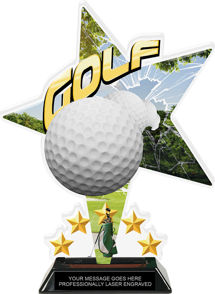 Golf Shattered Star Colorix Acrylic Trophy- 10 inch